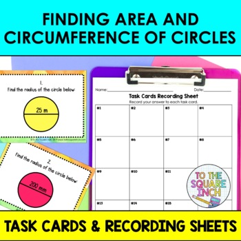 Preview of Finding Area and Circumference of Circles Task Cards Activity