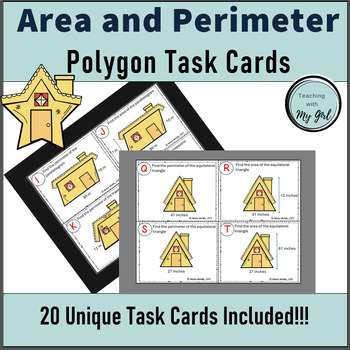 Preview of Finding Area and Perimeter of Polygons Task Cards