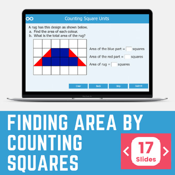 Preview of Finding Area by Counting Squares Third Grade Digital Math Lesson and Activities