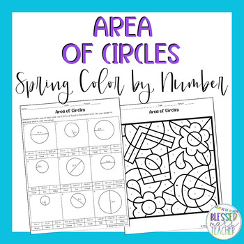 Preview of Finding Area of Circles Coloring Activity - Spring - for 7th Grade