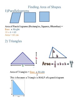 Preview of Finding Area of Parallelograms and Triangles Distance Learning 60+ Problems!
