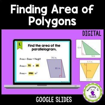 Preview of Finding Area of Polygons Digital Task Cards 