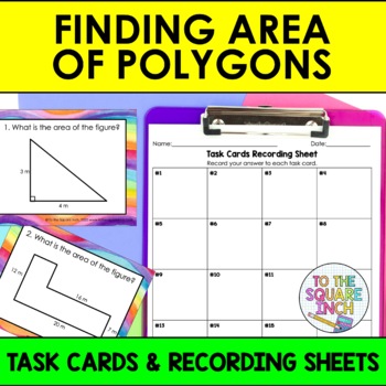 Preview of Finding  Area of  Polygons Task Cards | Math Center Practice Activity