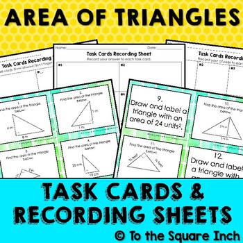 Preview of Finding  Area of Triangles Task Cards. | Math Center Practice Activity