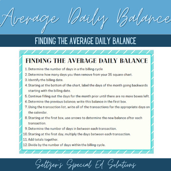 Preview of Finding Average Daily Balance (Credit Card Statement)