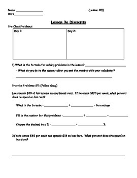 Preview of Using Percents - Finding Budgets Worksheet; Real World Math