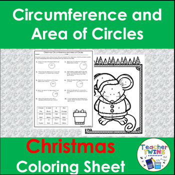 Preview of Finding Circumference and Area of Circles Christmas Math Sheet