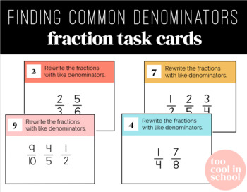 Preview of Finding Common Denominators Fraction Task Cards