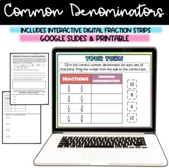 Preview of Finding Common Denominators Lesson - Google Slides + Printable  