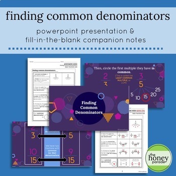 Preview of Finding Common Denominators - PowerPoint Presentation and Companion Notes