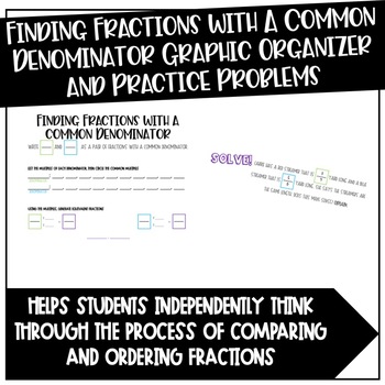Preview of Finding Common Denominators Practice with Graphic Organizers