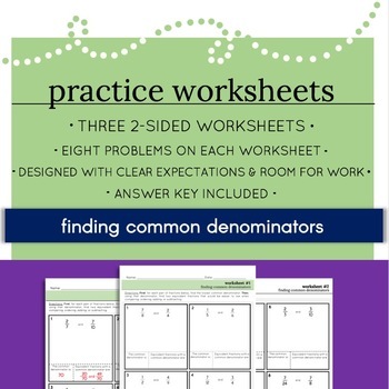 Preview of Finding Common Denominators - Worksheet Set