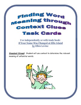 Preview of Finding Context Clues Task Cards SCOOT