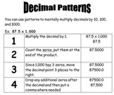 Finding Decimal Patterns - Multiplying by 10, 100, and 1,000.
