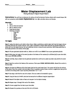 Preview of Density Water Displacement Lab