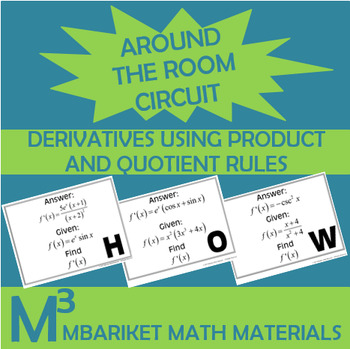 Preview of Finding Derivatives Using The Product and Quotient Rules (Calculus)