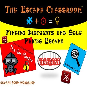 Preview of Finding Discounts and sale prices Escape Room | The Escape Classroom