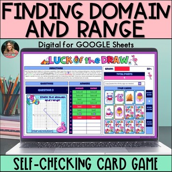 Preview of Finding Domain & Range of Functions & Relations Activity - Digital Card Game