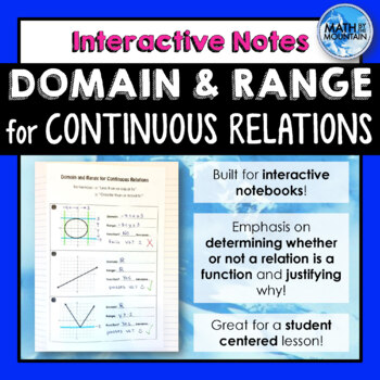 Preview of Finding Domain and Range for Continuous Relations Interactive Notebook Notes