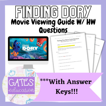 Preview of Finding Dory Movie Guide W/ HW Questions : Environmental/Biology/Ecology/Science