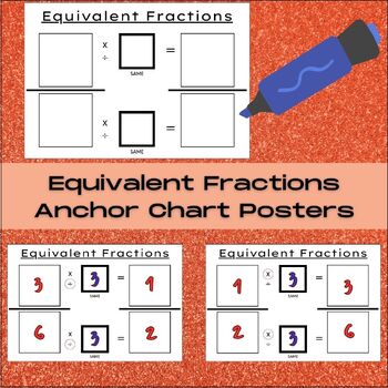 Preview of Equivalent Fractions - Anchor Chart/Work Mat + Examples