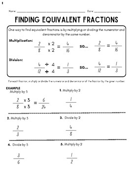 Preview of Finding Equivalent Fractions FIVE DOUBLE-SIDED WORKSHEETS