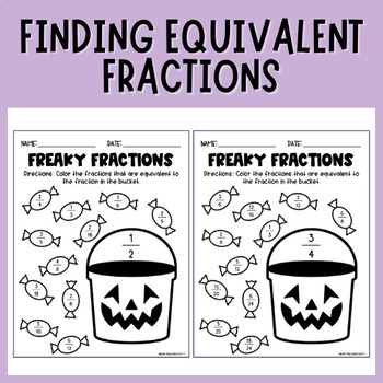 Preview of Finding Equivalent Fractions | Halloween | Fall | Intermediate Math Center