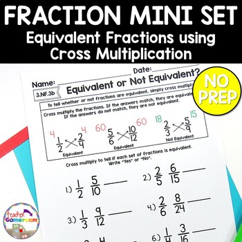 Preview of Fraction Mini Set: Equivalent using Cross Multiplication Worksheet