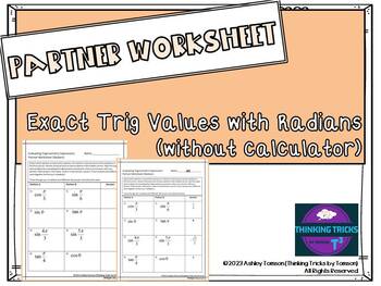 Preview of Finding Exact Trigonometric Values (Radians) Partner Worksheet
