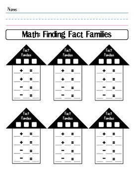 Finding Fact Families Addition and Subtraction Worksheet | TpT