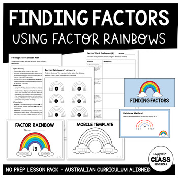 Preview of Finding Factors: Factor Rainbows Worksheet & Craft
