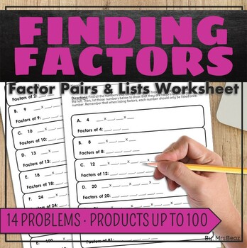 Finding Factors Worksheet 4.OA.B.4 by Mrs Beaz | TpT