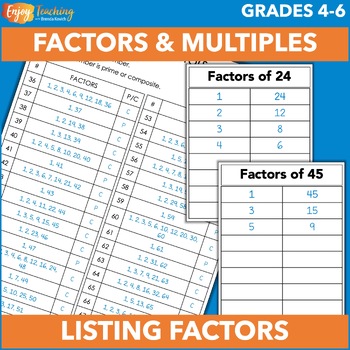 Preview of Factor Pairs Activities for Whole Numbers 1-100 - CCSS 4.OA.B.4