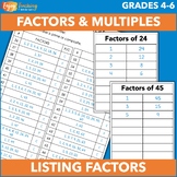 Factor Pairs Activities for Whole Numbers 1-100 - CCSS 4.OA.B.4