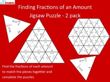 Preview of Finding Fractions of an Amount Tarsia Jigsaw Puzzles - 2 Pack