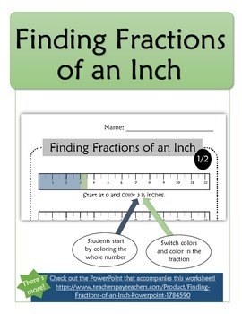 Preview of Finding Fractions of an Inch Worksheets