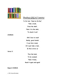 Preview of Finding GREAT Books! Song