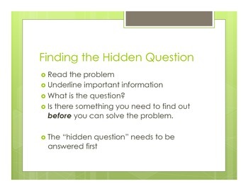 problem solving hidden questions