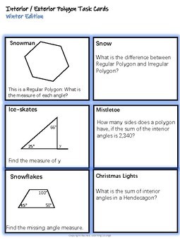 Interior And Exterior Angles In Polygons Bingo