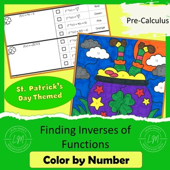 Preview of Finding Inverse Functions - St. Patrick's Day Color by Number
