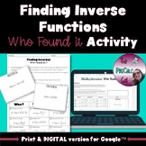 Finding Inverse Functions Who Found It Activity | Digital & Print