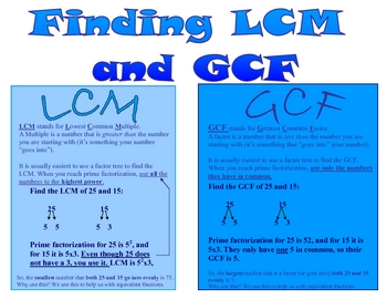 Finding LCM nd GCF by Joanna Jesser | Teachers Pay Teachers