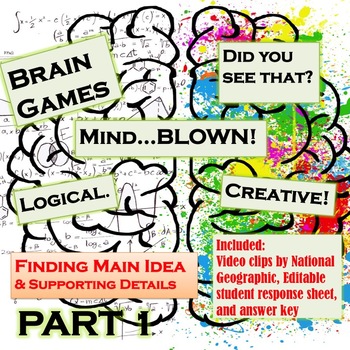 Preview of Finding Main Idea & Supporting Details with Brain Games By National Geographic