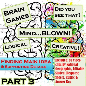 Preview of Finding Main Idea & Supporting Details with Brain Games by National Geographic