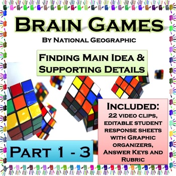 Preview of Finding Main Idea & Supporting Details with Brain Games by National Geographic