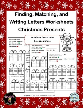 Preview of Alphabet - Letters - Finding, Matching, and Writing - Worksheets - Christmas