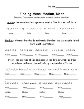 Finding Mean, Median, and Mode by Bottomless Math | TpT
