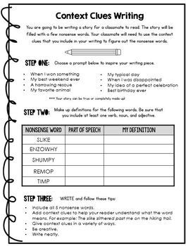 context clues passages worksheets graphic organizers word meaning in context