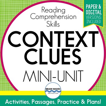 Preview of Context Clues Passages, Worksheets, Graphic Organizers Word Meaning in Context