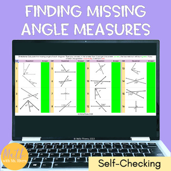 Preview of Finding Missing Angle Measures Angle Relationships Digital Self Checking